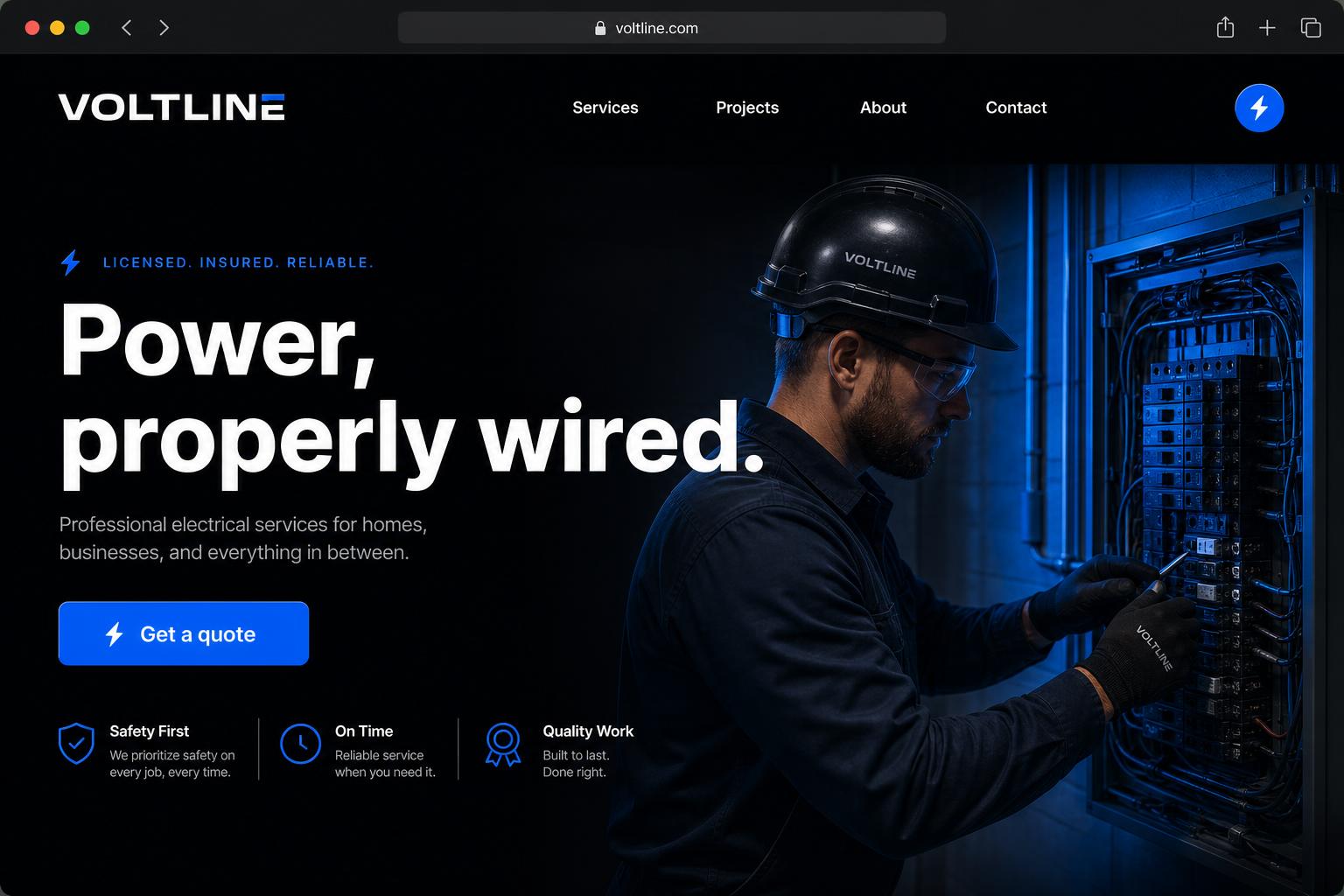 Voltline Electric website